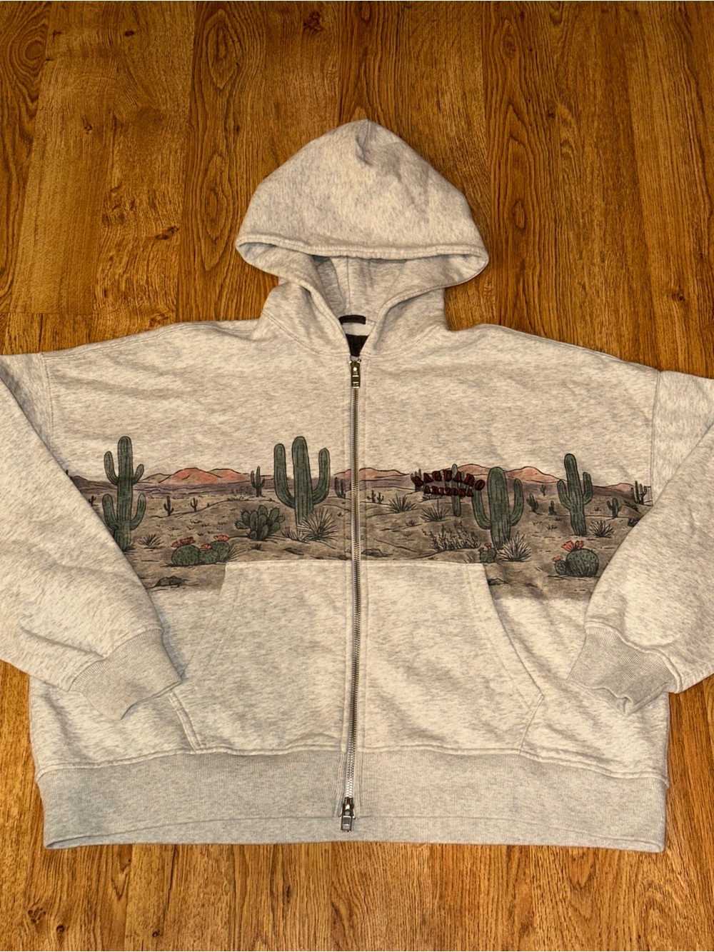 Abercrombie & Fitch Western Oversized Drop Shoulder Full Zip Cropped Hoodie LRG